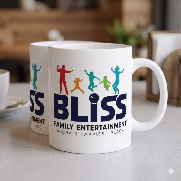 bliss family entertainment branded mugs